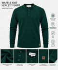 Waffle Knit Henley T-Shirt - Green