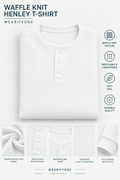 Waffle Knit Henley T-Shirt - White